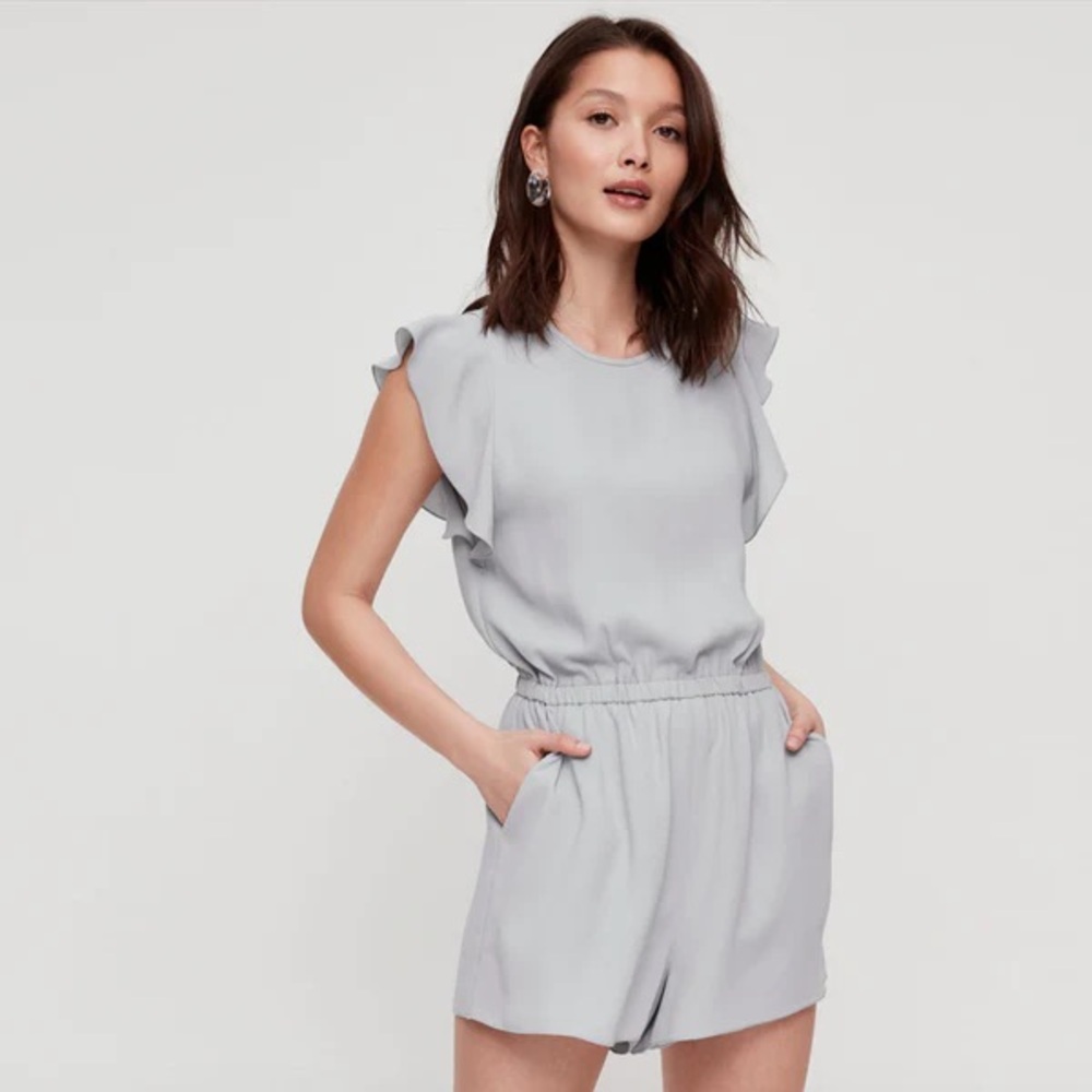 Wilfred Light Gray Romper with Ruffle Detail